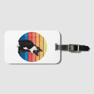 Tuxedo Cat Gift Retro Färg för Djur älskare Bagagebricka