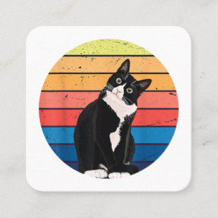 Tuxedo Cat Gift Retro Färg för Djur älskare Fyrkantigt Visitkort