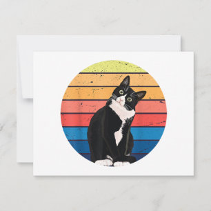 Tuxedo Cat Gift Retro Färg för Djur älskare Julkort