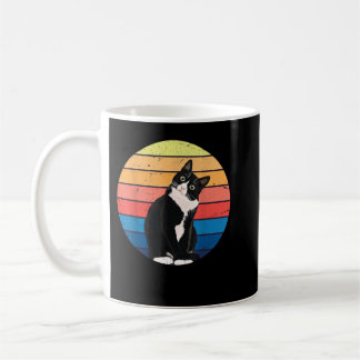 Tuxedo Cat Gift Retro Färg för Djur älskare Kaffemugg