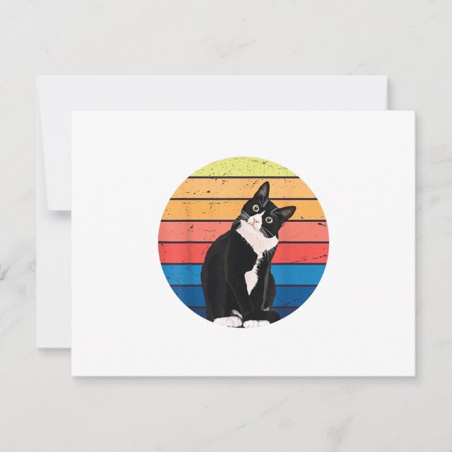 Tuxedo Cat Gift Retro Färg för Djur älskare OSA Kort (Framsida)