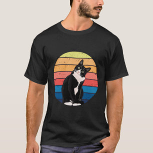 Tuxedo Cat Gift Retro Färg för Djur älskare T Shirt