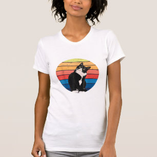 Tuxedo Cat Gift Retro Färg för Djur älskare T Shirt