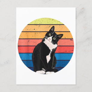 Tuxedo Cat Gift Retro Färg för Djur älskare Tilläggskort