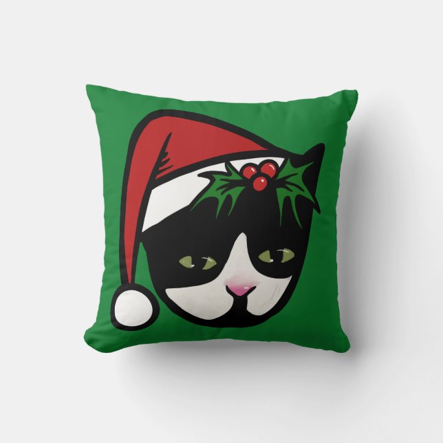 Tuxedo Cat God jul Kudde (Framsida)