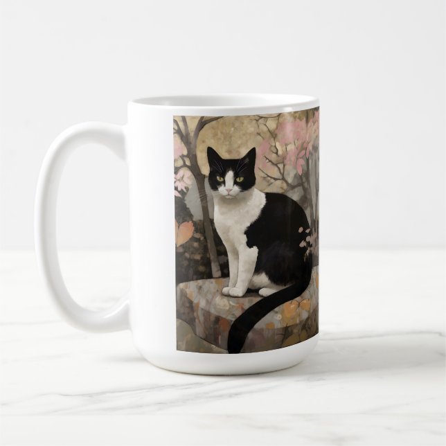 Tuxedo Cat i en Garden Kaffemugg (Vänster)