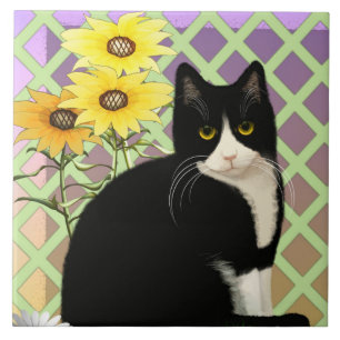 Tuxedo Cat i Garden Kakelplatta