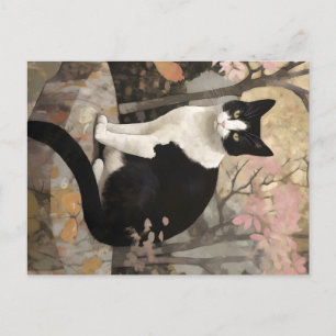 Tuxedo Cat i Garden Vykort