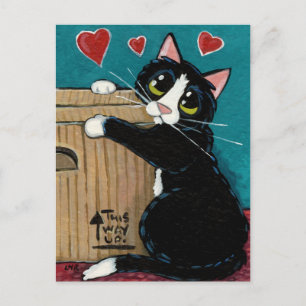 Tuxedo Cat i Kärlek med vykort för lådor