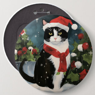 Tuxedo Cat i Snö jul Knapp