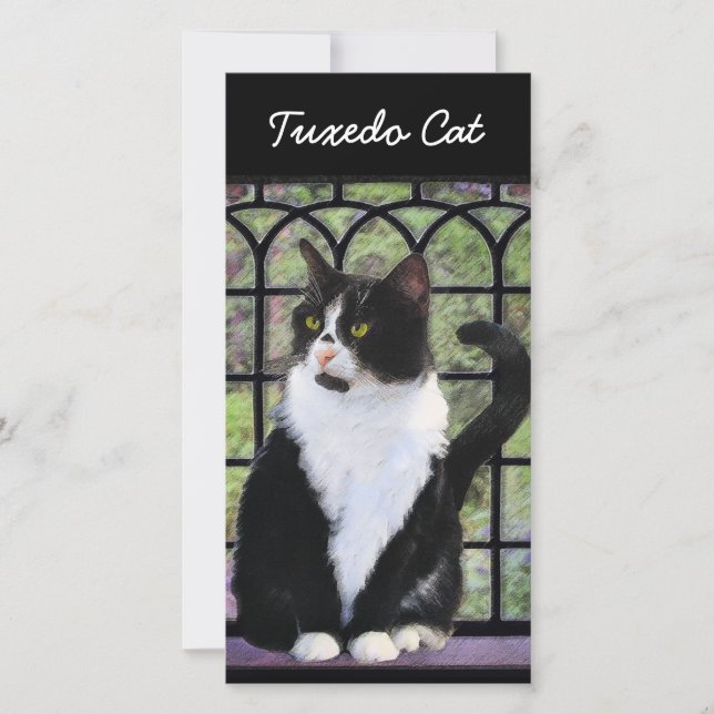 Tuxedo Cat in Window Painting Original Animal Art (Framsida)