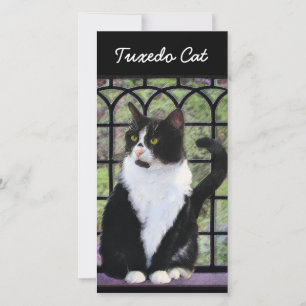 Tuxedo Cat in Window Painting Original Animal Art