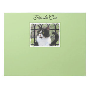Tuxedo Cat in Window Painting Original Animal Art Anteckningsblock