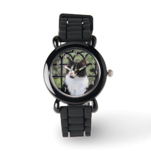 Tuxedo Cat in Window Painting Original Animal Art Armbandsur