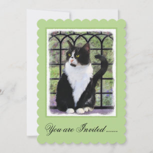 Tuxedo Cat in Window Painting Original Animal Art Inbjudningar