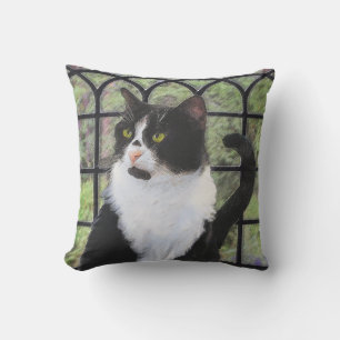 Tuxedo Cat in Window Painting Original Animal Art Kudde