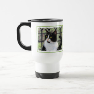 Tuxedo Cat in Window Painting Original Animal Art Resemugg