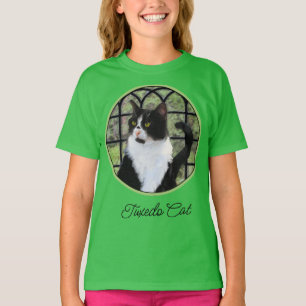 Tuxedo Cat in Window Painting Original Animal Art T Shirt