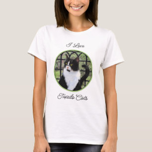 Tuxedo Cat in Window Painting Original Animal Art T Shirt