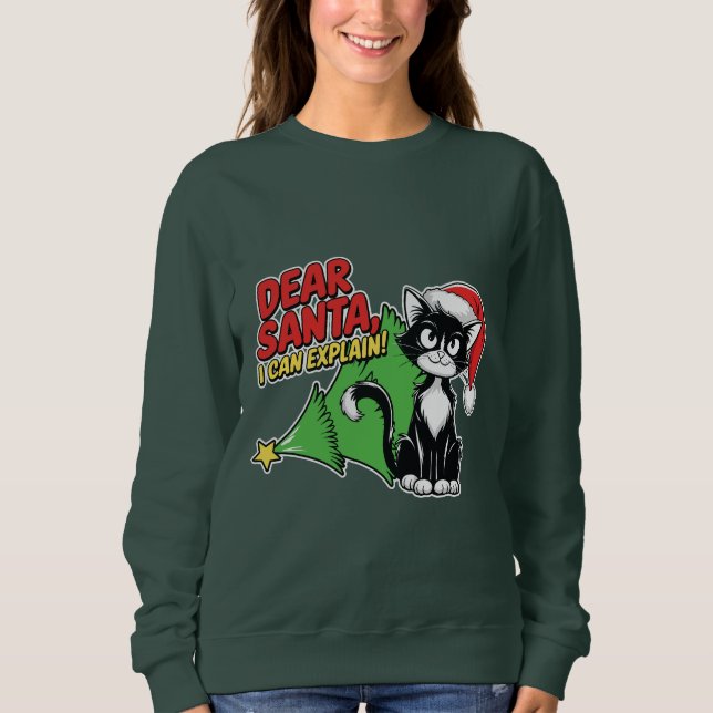 Tuxedo Cat Kära Santa I kan förklara T Shirt (Framsida)