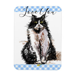 Tuxedo Cat Kärlek You Black and White Cats Magnet