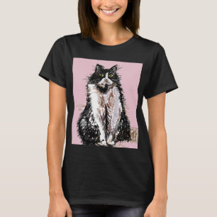 Tuxedo Cat-katter söta Svarta och vita sällskapsdj T Shirt
