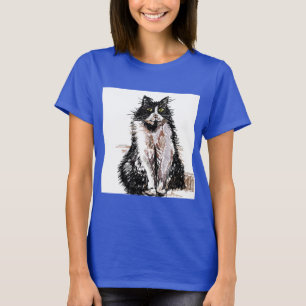 Tuxedo Cat-katter söta Svarta och vita sällskapsdj T Shirt
