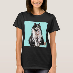 Tuxedo Cat-katter söta Svarta och vita sällskapsdj T Shirt