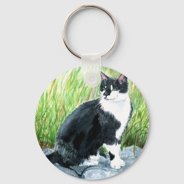 Tuxedo Cat Keychain Nyckelring (Framsida)