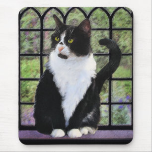 Tuxedo Cat-målning - Cute Original Cat Art Musmatta