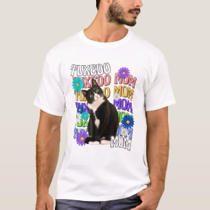 Tuxedo Cat Mamma Retro Groovy Cat Lover T Shirt