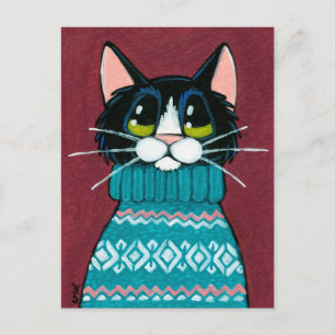 Tuxedo Cat med mjukt sötningsfärg Vykort