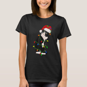 Tuxedo Cat Meow Santa Tuxie Julgran Ljus T Shirt