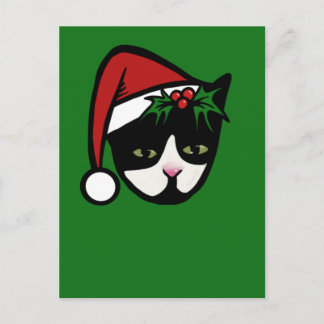 Tuxedo Cat Merry Christmas Vykort