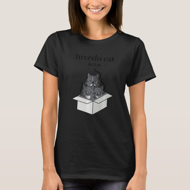 Tuxedo Cat Mom Cute T Shirt (Framsida)