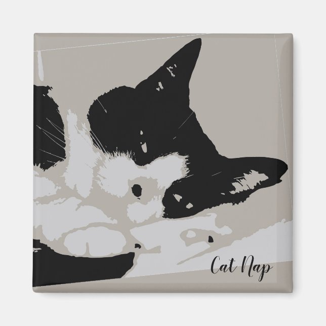 Tuxedo Cat Nap Magnet (Framsidan)