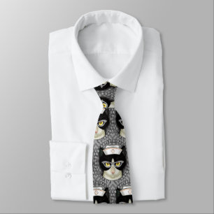 Tuxedo Cat Nurse Neck Tie Slips