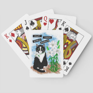 Tuxedo Cat och Lilies   Inspirationsoffert Casinokort