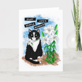 Tuxedo Cat och Lilies | Inspirationsoffert Kort
