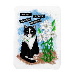 Tuxedo Cat och Lilies | Inspirationsoffert Magnet