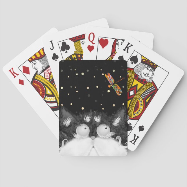 Tuxedo Cat överraskad av Dragonfly Casinokort (Baksidan)