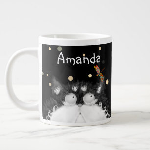 Tuxedo Cat överraskad av Dragonfly Jumbo Mugg
