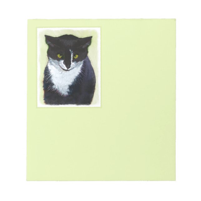 Tuxedo Cat Painting - Cute Original Cat Art Anteckningsblock (Framsida)