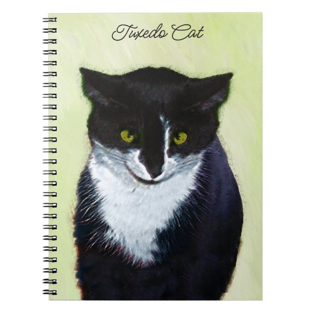 Tuxedo Cat Painting - Cute Original Cat Art Anteckningsbok (Framsidan)