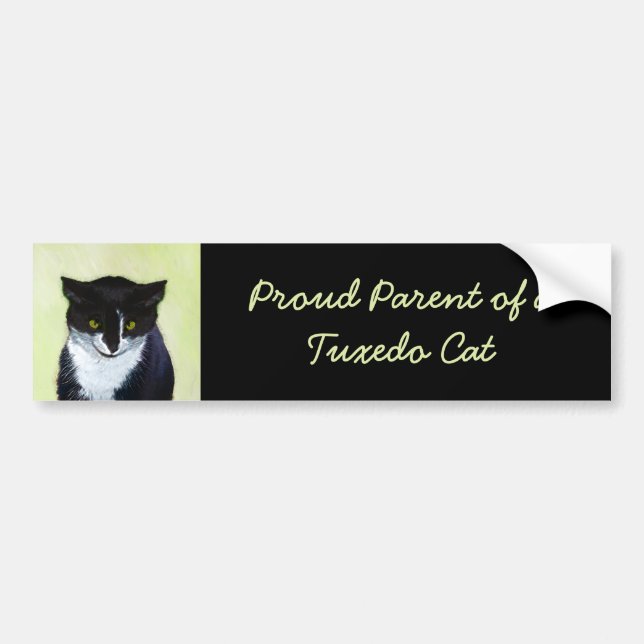 Tuxedo Cat Painting - Cute Original Cat Art Bildekal (Framsidan)