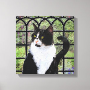 Tuxedo Cat Painting - Cute Original Cat Art Canvastryck