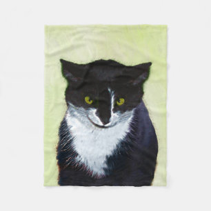 Tuxedo Cat Painting - Cute Original Cat Art Fleecefilt