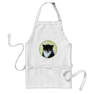 Tuxedo Cat Painting - Cute Original Cat Art Förkläde