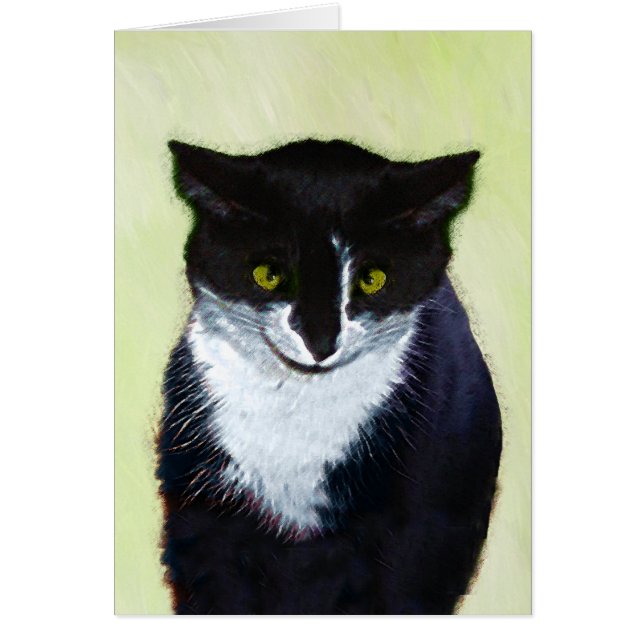 Tuxedo Cat Painting - Cute Original Cat Art Hälsningskort (Framsidan)