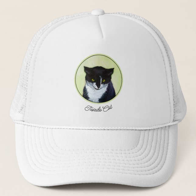 Tuxedo Cat Painting - Cute Original Cat Art Keps (Framsida)
